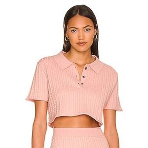 Callahan Daisy Polo Cropped Knit Top Size Small